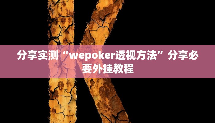 分享实测“wepoker透视方法”分享必要外挂教程