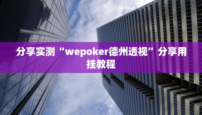 分享实测“wepoker德州透视”分享用挂教程