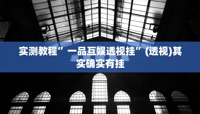 实测教程”一品互娱透视挂”(透视)其实确实有挂