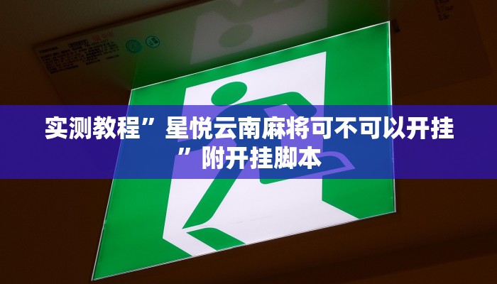 实测教程”星悦云南麻将可不可以开挂”附开挂脚本