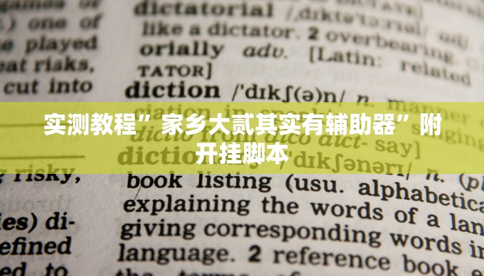 实测教程”家乡大贰其实有辅助器”附开挂脚本