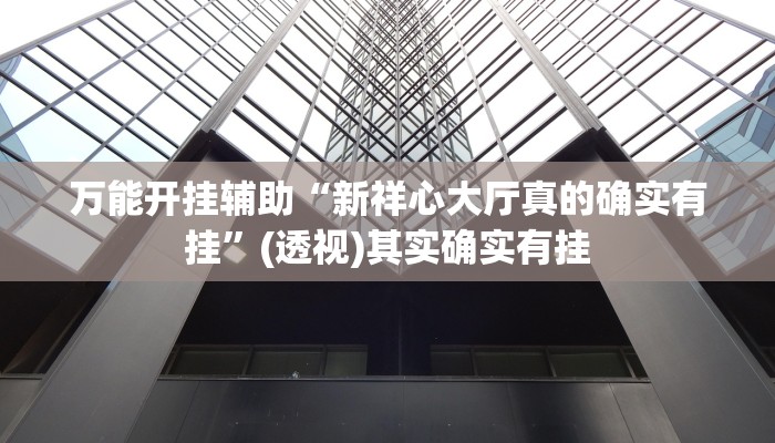 万能开挂辅助“新祥心大厅真的确实有挂”(透视)其实确实有挂