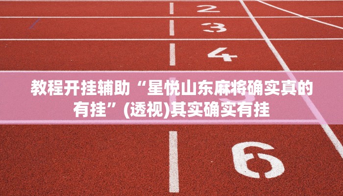 教程开挂辅助“星悦山东麻将确实真的有挂”(透视)其实确实有挂