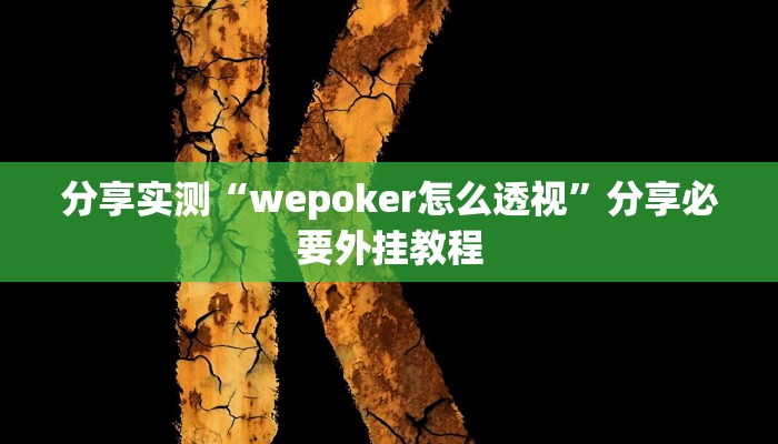 分享实测“wepoker怎么透视”分享必要外挂教程