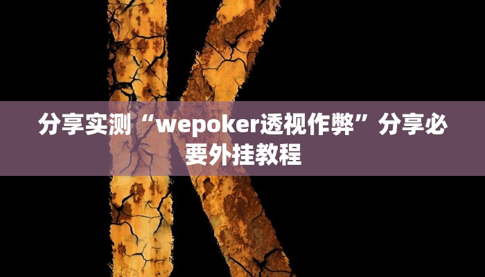分享实测“wepoker透视作弊”分享必要外挂教程