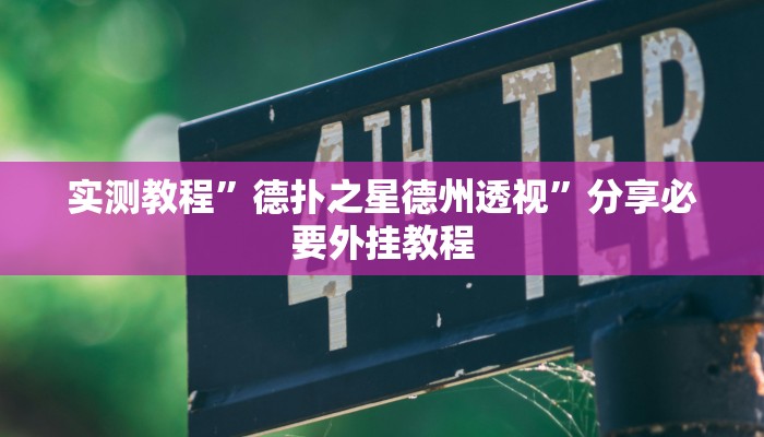 实测教程”德扑之星德州透视”分享必要外挂教程