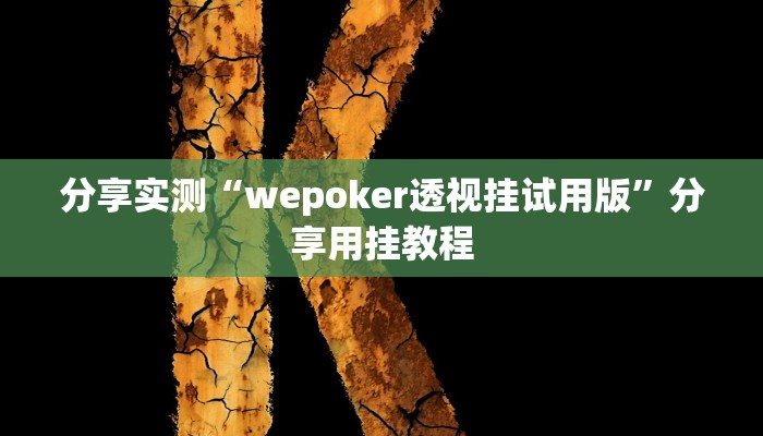 分享实测“wepoker透视挂试用版”分享用挂教程