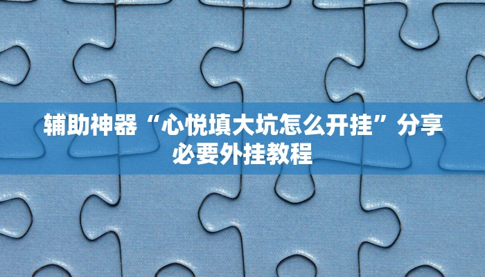 辅助神器“心悦填大坑怎么开挂”分享必要外挂教程