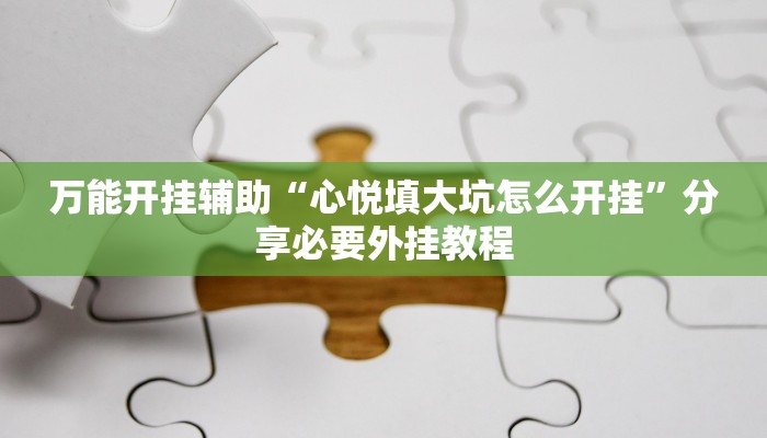 万能开挂辅助“心悦填大坑怎么开挂”分享必要外挂教程