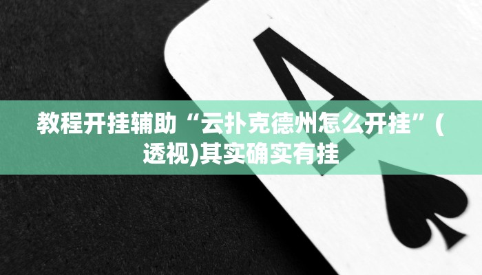 教程开挂辅助“云扑克德州怎么开挂”(透视)其实确实有挂