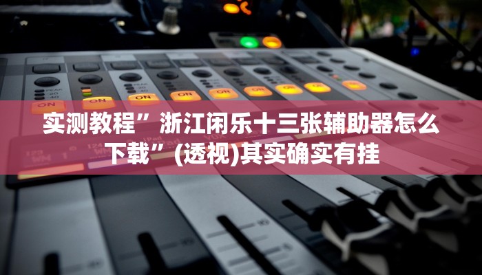 实测教程”浙江闲乐十三张辅助器怎么下载”(透视)其实确实有挂