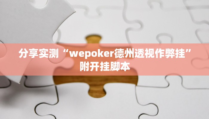 分享实测“wepoker德州透视作弊挂”附开挂脚本