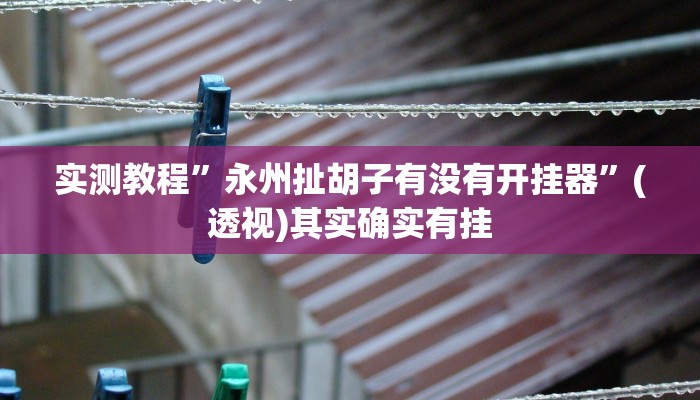 实测教程”永州扯胡子有没有开挂器”(透视)其实确实有挂