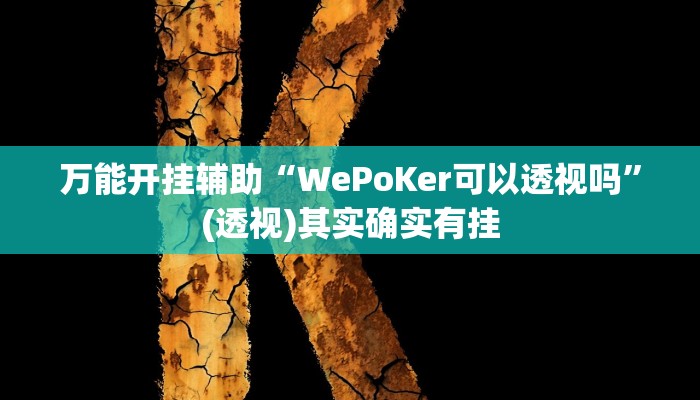 万能开挂辅助“WePoKer可以透视吗”(透视)其实确实有挂