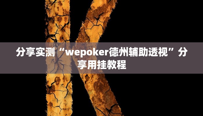 分享实测“wepoker德州辅助透视”分享用挂教程
